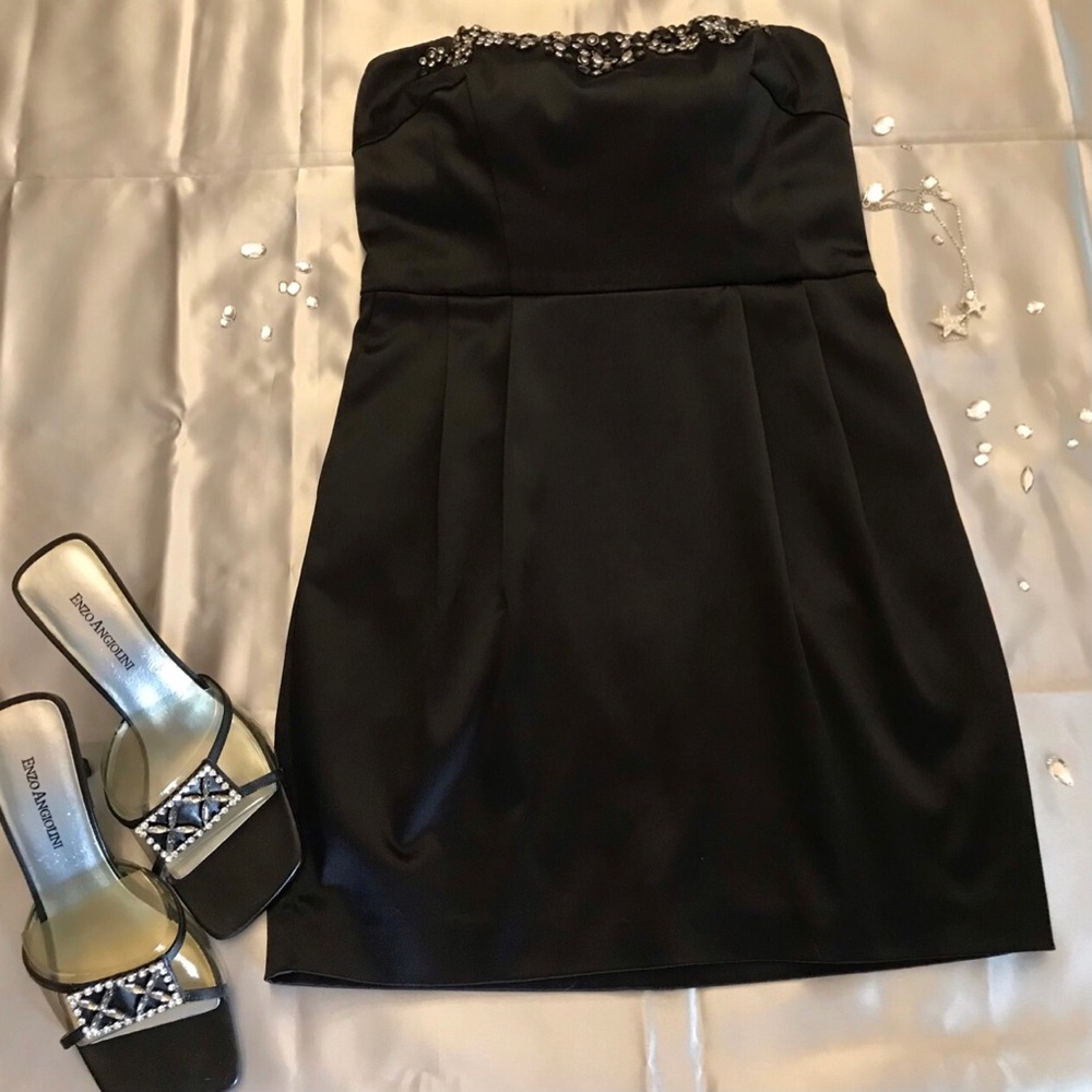 Prom Express Strapless Rhinestone Black Dress